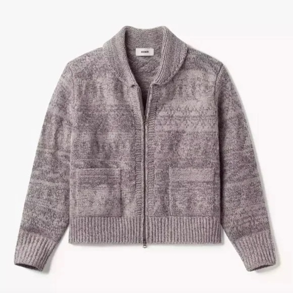 Buck Mason Sweaters - Buck Mason  Grey Feather Heritage Wool Shawl Cardigan